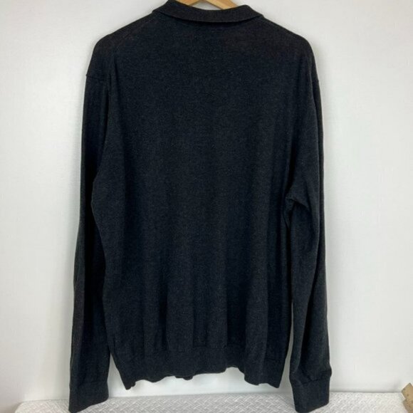 RW&Co Men's XL Dark Gray Collared Long Sleeve sweater Knit 100% Cotton - Picture 4 of 11